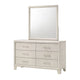 Charie Wide Dresser and Mirror Set | 6 Drawers | Tapered Legs | White Wood