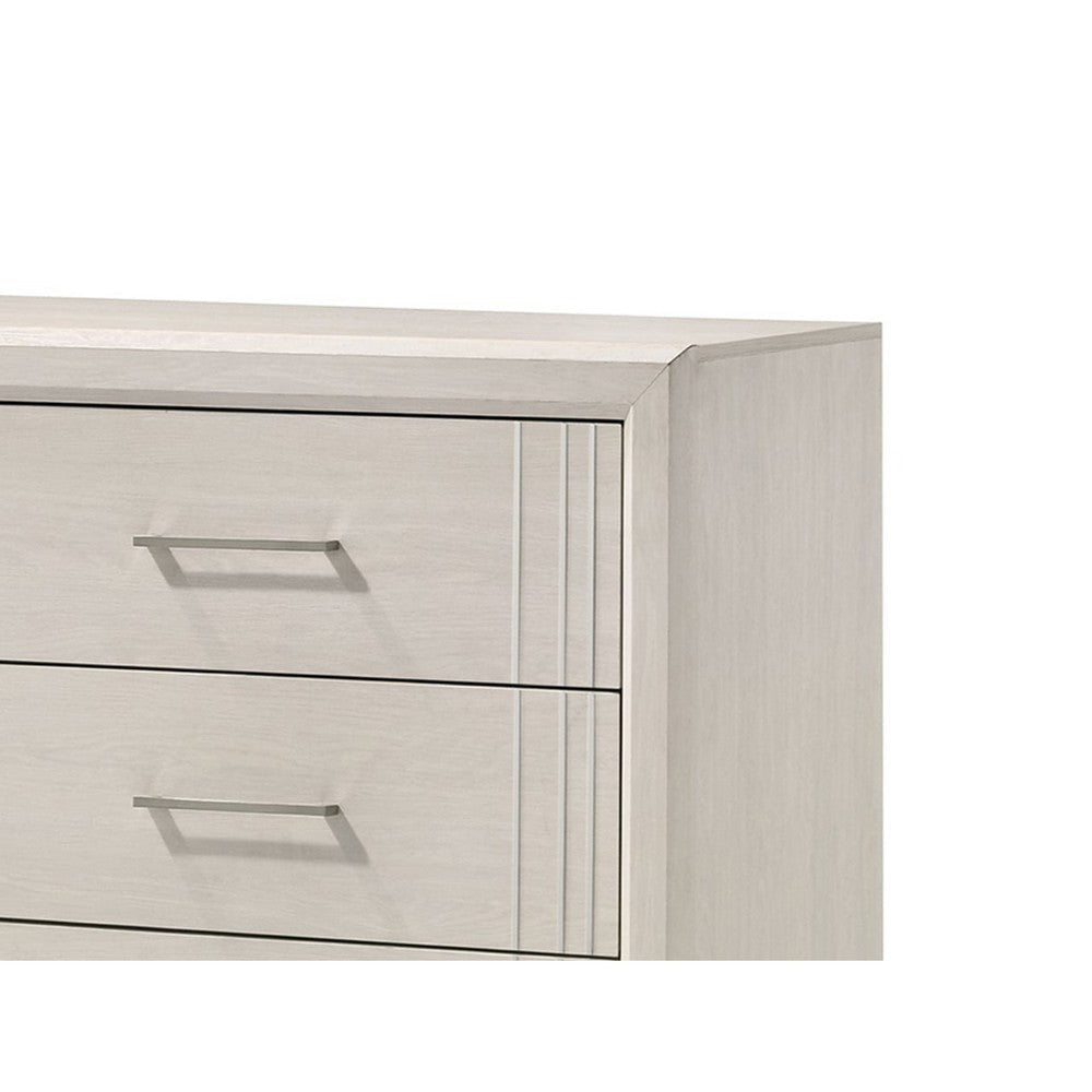 Charie Wide Dresser w 6 Drawers | Tapered Legs | White Wood BM338423