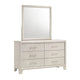 Charie Wide Dresser and Mirror Set | 6 Drawers | Tapered Legs | White Wood