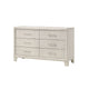 Charie Wide Dresser and Mirror Set | 6 Drawers | Tapered Legs | White Wood