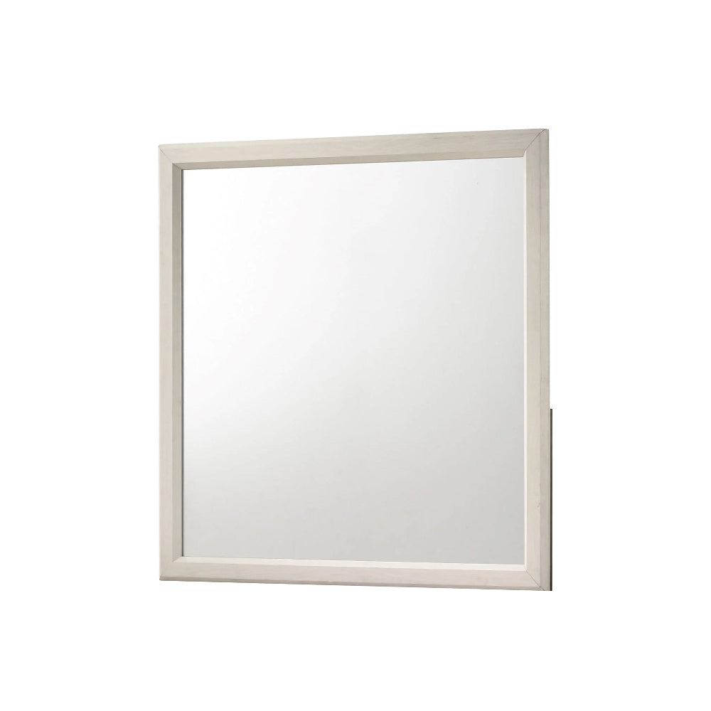 Charie Wide Dresser and Mirror Set | 6 Drawers | Tapered Legs | White Wood