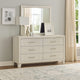 Charie Wide Dresser w 6 Drawers | Tapered Legs | White Wood