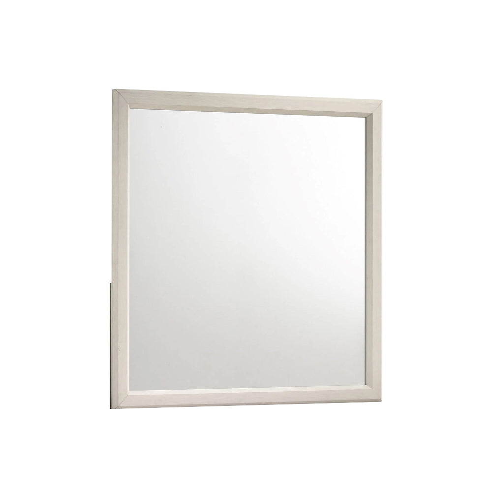 Charie Wide Dresser and Mirror Set | 6 Drawers | Tapered Legs | White Wood