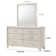 Charie Wide Dresser and Mirror Set | 6 Drawers | Tapered Legs | White Wood