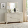Charie Wide Dresser and Mirror Set | 6 Drawers | Tapered Legs | White Wood