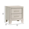 Charie Nightstand w 2 Drawers | Tapered Legs | Silver Metal | White Wood BM338424