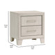 Charie Nightstand w 2 Drawers | Tapered Legs | Silver Metal | White Wood BM338424