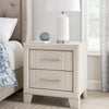 Charie Nightstand w 2 Drawers | Tapered Legs | Silver Metal | White Wood