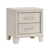 Charie Nightstand w 2 Drawers | Tapered Legs | Silver Metal | White Wood BM338424