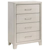 Charie Tall Dresser Chest w 4 Drawers | Tapered Feet | White Wood BM338425