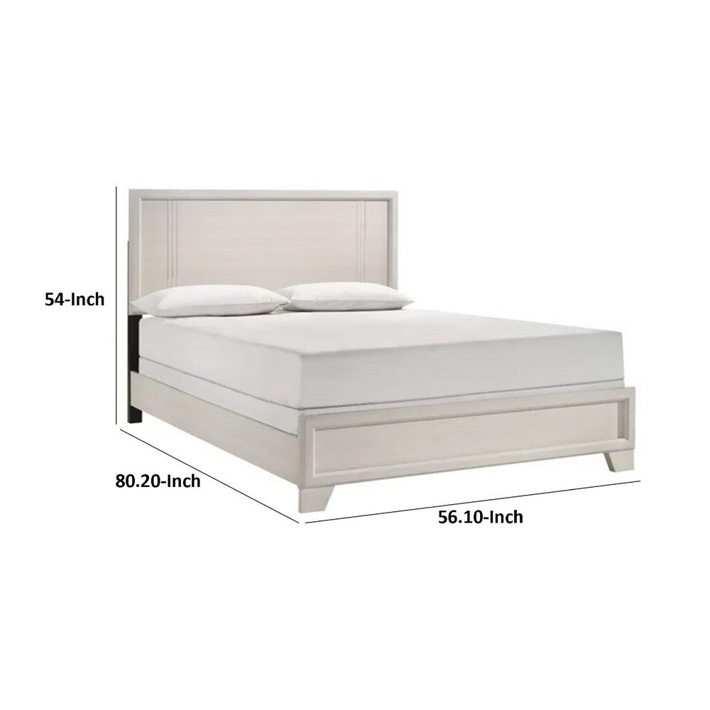 Charie Full Bed w Panel-Style Headboard | Tapered Legs | White Wood BM338426