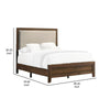 Shannon Full Bed w Nailhead Trim | Ivory Fabric on Cherry Brown Wood BM338429