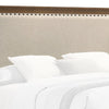 Shannon Queen Bed w Nailhead Trim | Ivory Fabric on Cherry Brown Wood BM338431