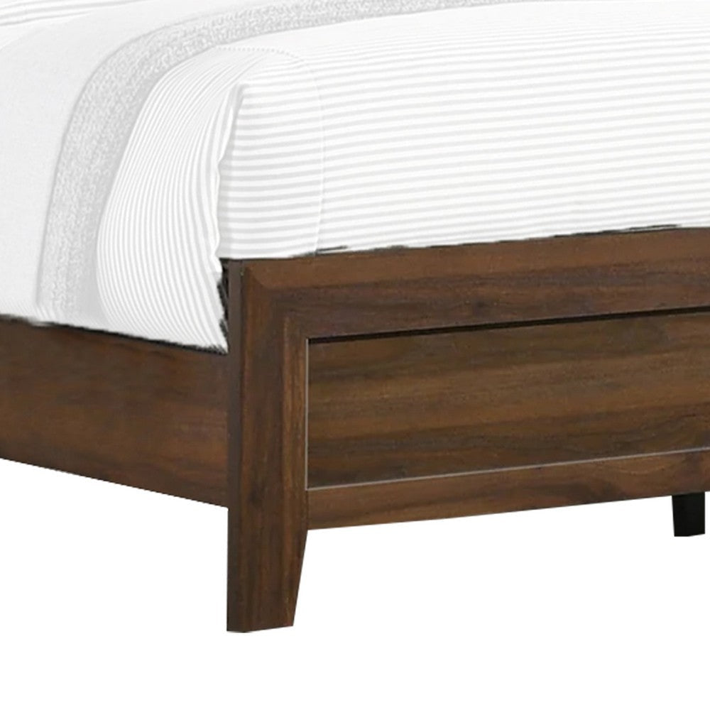 Shannon Queen Bed w Nailhead Trim | Ivory Fabric on Cherry Brown Wood BM338431