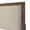 Shannon Twin Bed w Nailhead Trim | Ivory Fabric on Cherry Brown Wood BM338432