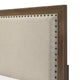 Shannon Twin Bed w Nailhead Trim | Ivory Fabric on Cherry Brown Wood BM338432