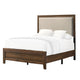Shannon Twin Bed w Nailhead Trim | Ivory Fabric on Cherry Brown Wood BM338432