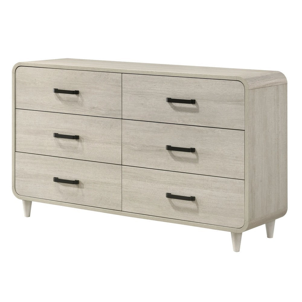 Meni 2pc Wide Dresser and Mirror Set | 6 Drawers | Scandinavian White BM338434