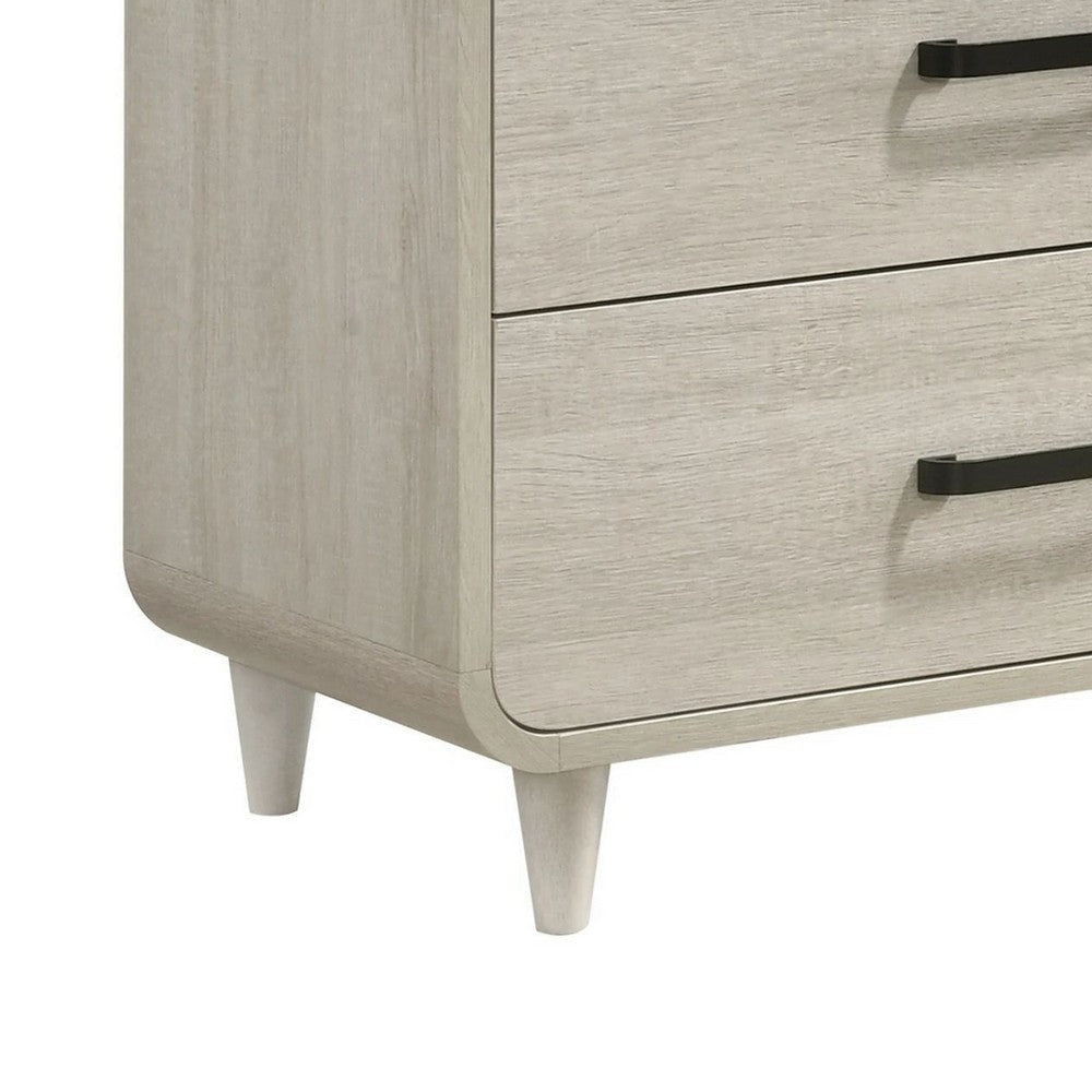 Meni 2pc Wide Dresser and Mirror Set | 6 Drawers | Scandinavian White BM338434