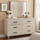 Meni 2pc Wide Dresser and Mirror Set | 6 Drawers | Scandinavian White