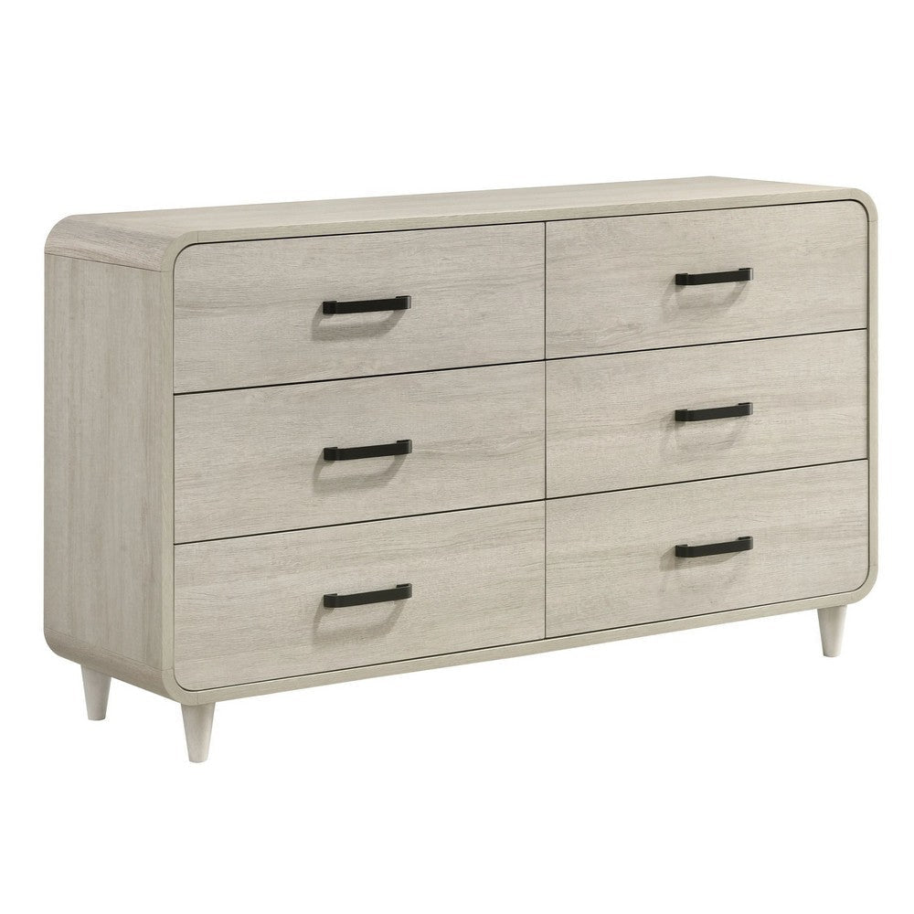 Meni 2pc Wide Dresser and Mirror Set | 6 Drawers | Scandinavian White BM338434
