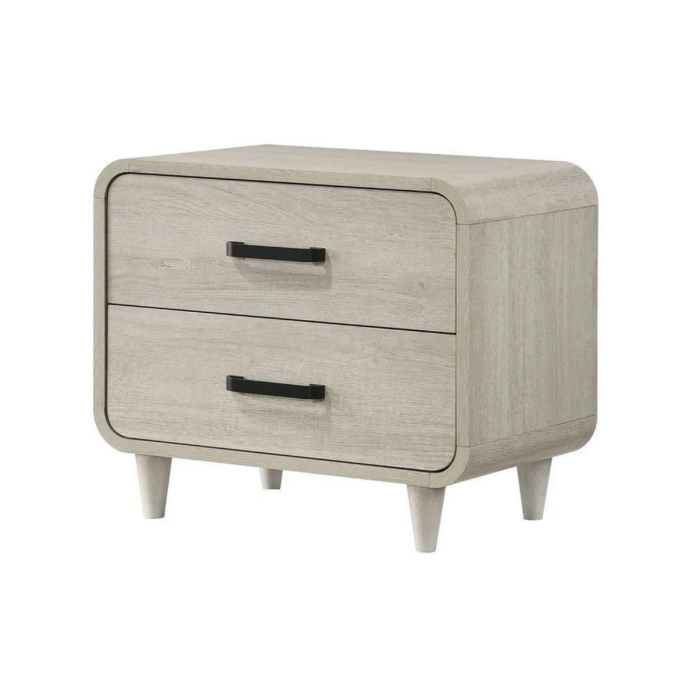 Meni Nightstand | 2 Drawers | Black Metal Handles | Scandinavian White BM338435