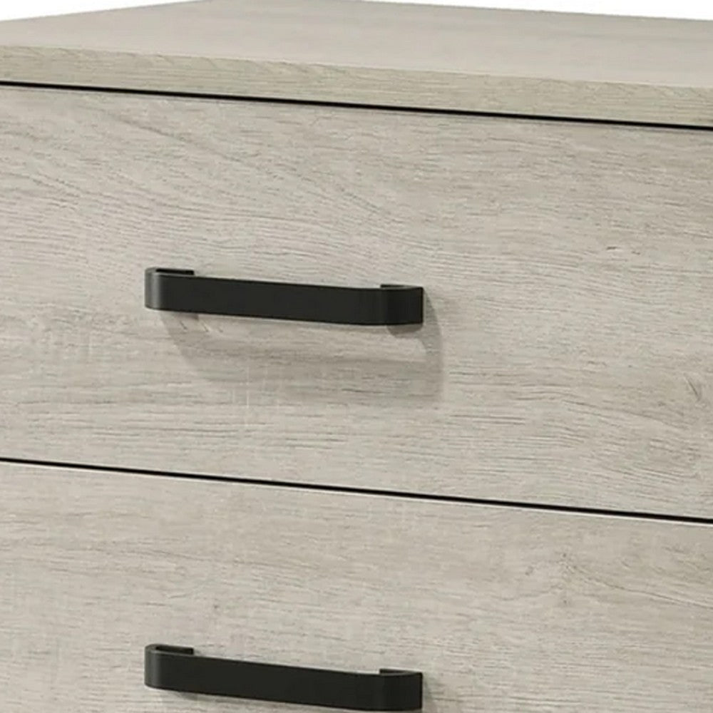 Meni Nightstand | 2 Drawers | Black Metal Handles | Scandinavian White BM338435