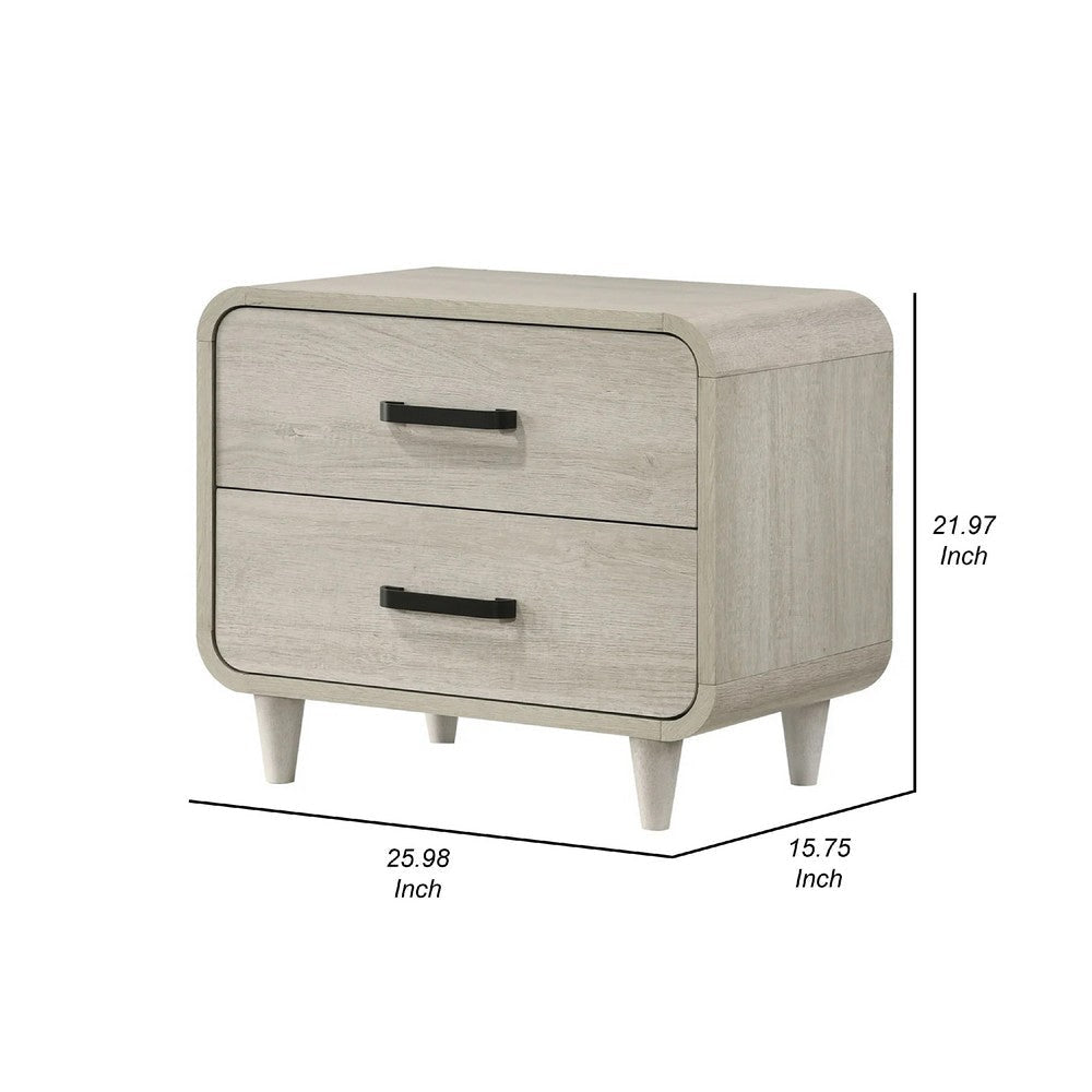 Meni Nightstand | 2 Drawers | Black Metal Handles | Scandinavian White BM338435
