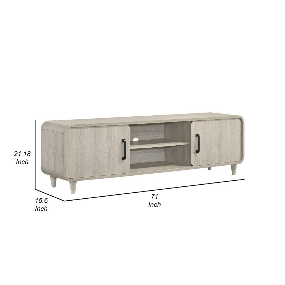 Meni TV Media Entertainment Stand | Shelves | 71’’ Scandinavian White BM338437