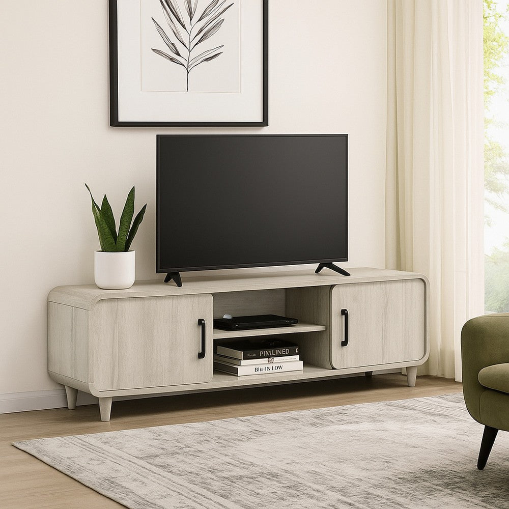 Meni TV Media Entertainment Stand | Shelves | 71" Scandinavian White