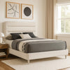 Meni King Size Bed | Scandinavian White Upholstered Panel Headboard