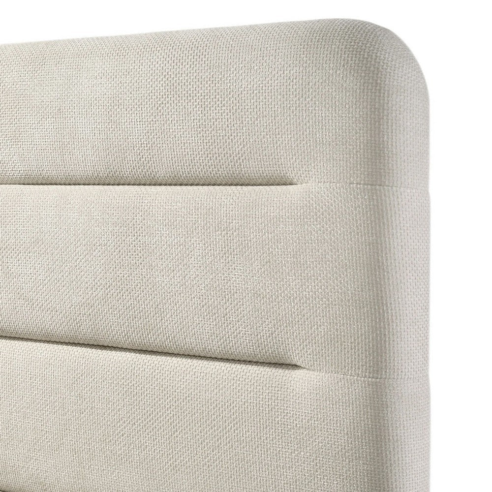 Meni Queen Size Bed | Scandinavian White Upholstery | Panel Headboard BM338439