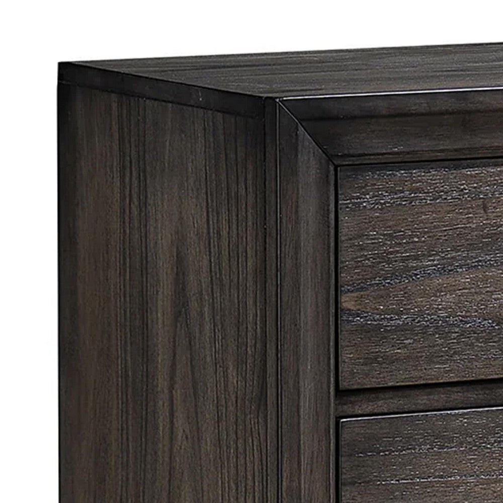 Jeni Nightstand | 3 Drawers | Chrome Metal Handles | Rustic Dark Gray BM338440