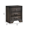Jeni Nightstand | 3 Drawers | Chrome Metal Handles | Rustic Dark Gray BM338440