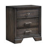 Jeni Nightstand | 3 Drawers | Chrome Metal Handles | Rustic Dark Gray BM338440