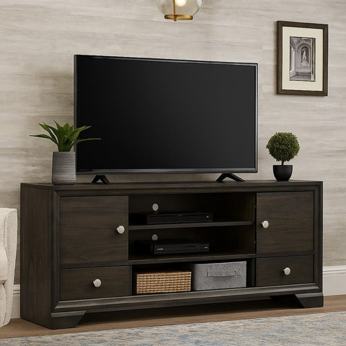 Jeni TV Media Console | Sliding Doors | 2 Drawers | Rustic Dark Gray