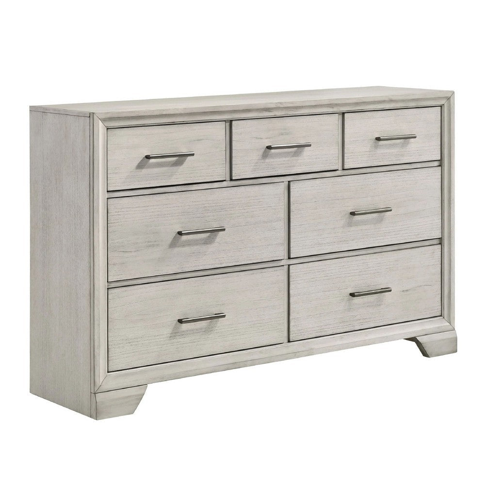 Jeni 2pc Wide Dresser and Mirror Set | 7 Drawers | Rustic White Mist BM338442