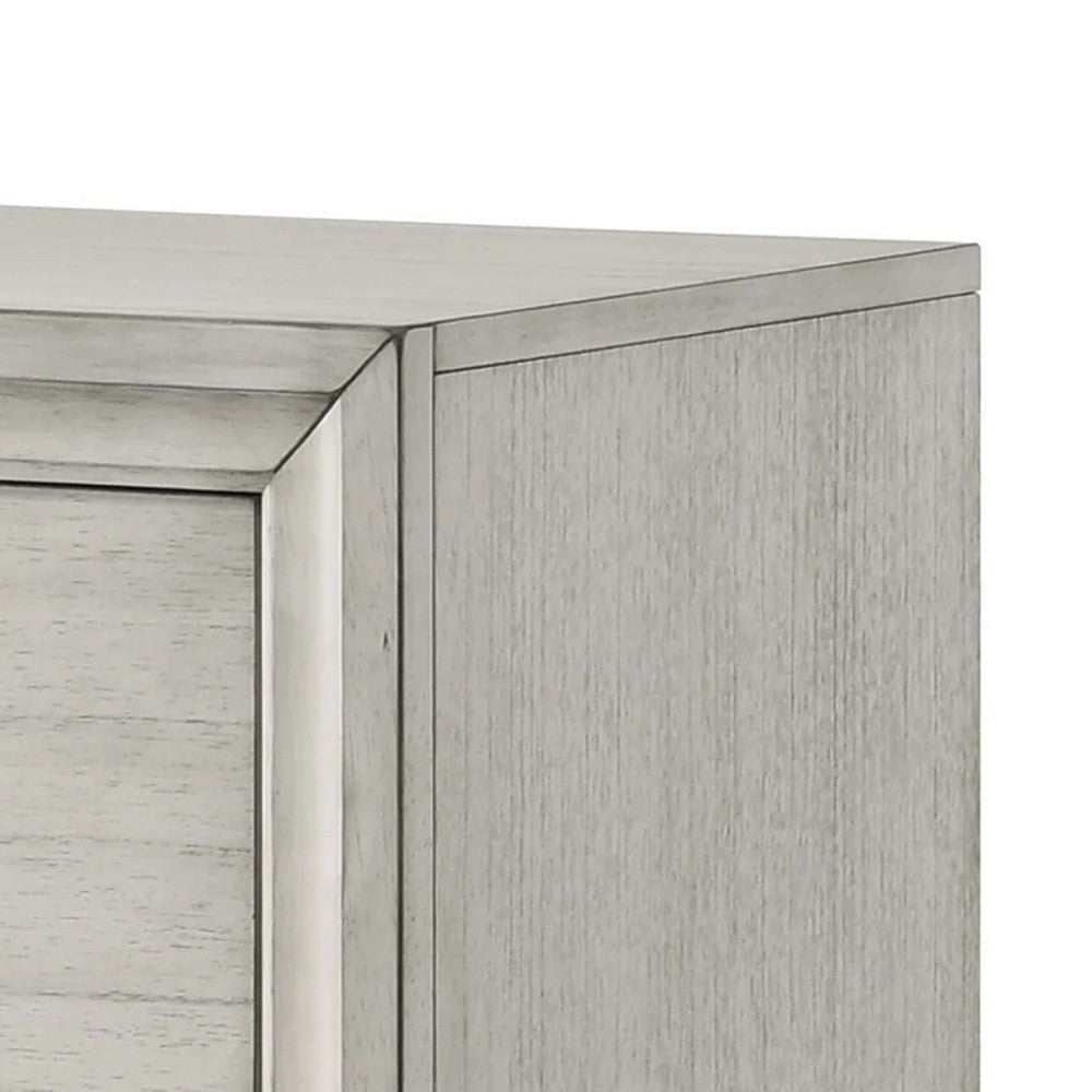 Jeni Nightstand | 2 Drawers | Chrome Handles | Rustic White Mist BM338443