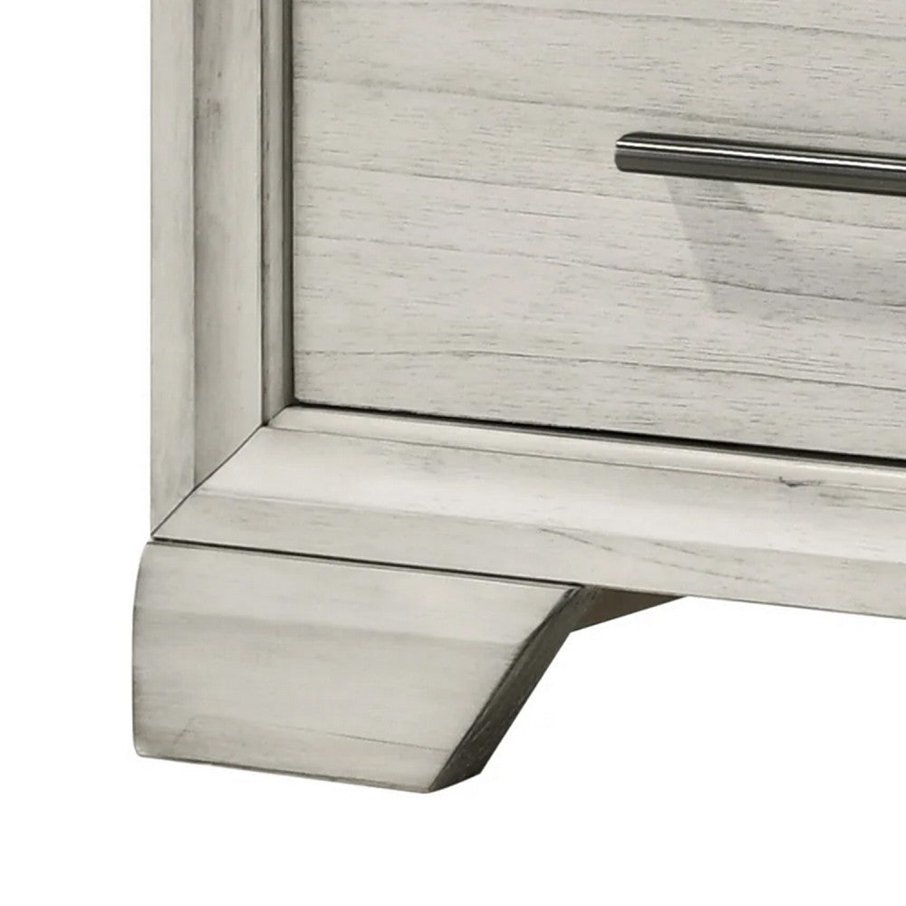Jeni Nightstand | 2 Drawers | Chrome Handles | Rustic White Mist BM338443