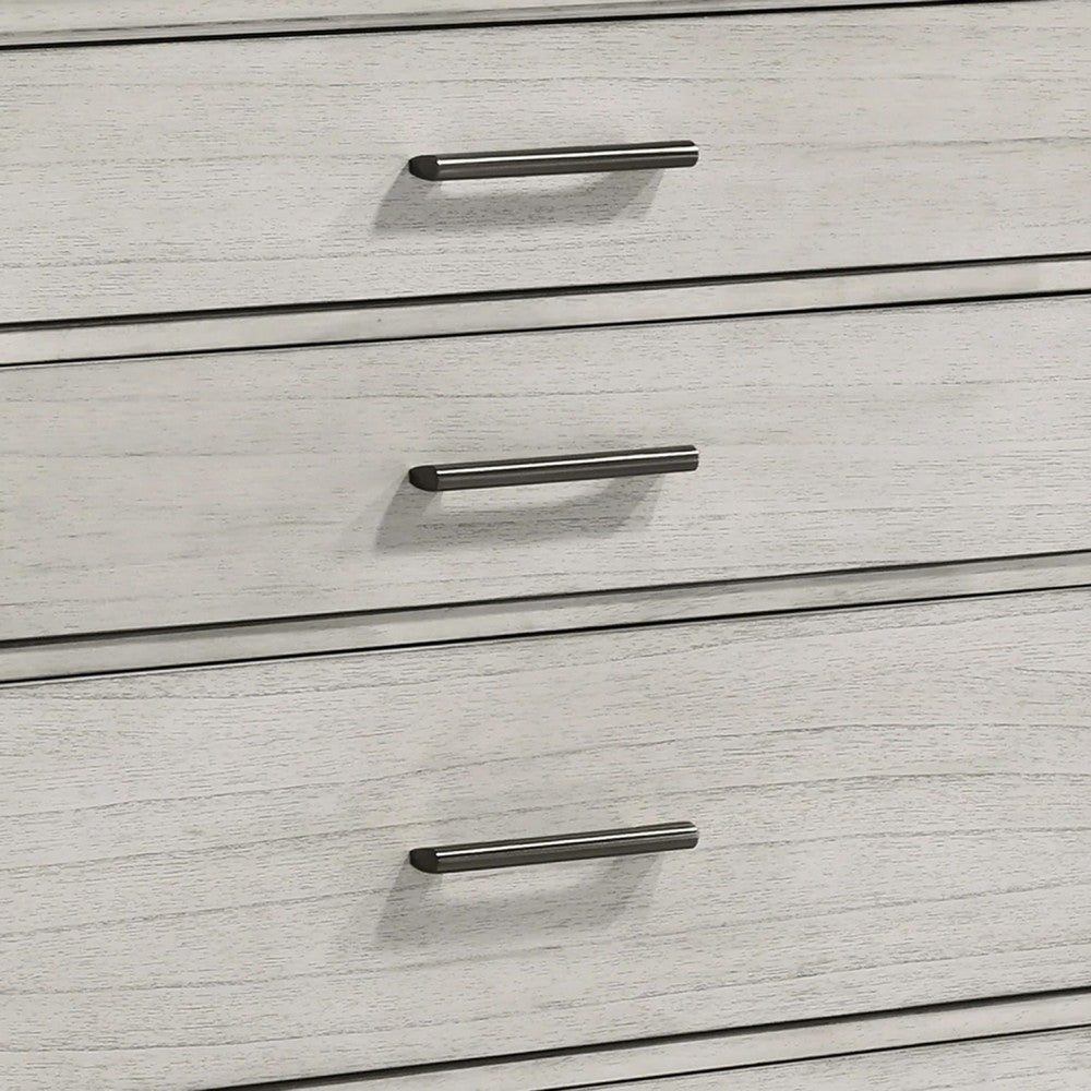 Jeni Tall Dresser Chest | 5 Drawers | Chrome Handles | Rustic White Mist BM338444