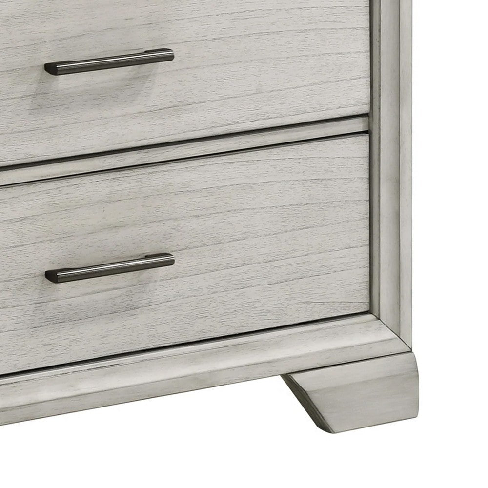 Jeni Tall Dresser Chest | 5 Drawers | Chrome Handles | Rustic White Mist BM338444
