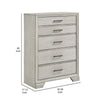 Jeni Tall Dresser Chest | 5 Drawers | Chrome Handles | Rustic White Mist BM338444