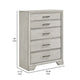 Jeni Tall Dresser Chest | 5 Drawers | Chrome Handles | Rustic White Mist BM338444