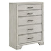 Jeni Tall Dresser Chest | 5 Drawers | Chrome Handles | Rustic White Mist BM338444