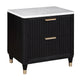 Frey Nightstand with 2 Drawers | White Faux Stone Top | Brass Legs | Black BM338447