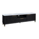 Frey TV Media Stand | 1 Drawer and Compartment | Brass Hardware | Black Wood