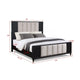 Frey King Size Bed w Tufted Headboard Off White Upholstery | Black BM338450