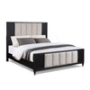 Frey King Size Bed w Tufted Headboard Off White Upholstery | Black BM338450