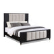 Frey King Size Bed w Tufted Headboard Off White Upholstery | Black BM338450