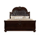 Sany King Size Sleigh Bed w Tufted Headboard | Cherry Brown Veneer BM338452